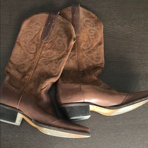 Classic Leather brown cowboy boots.